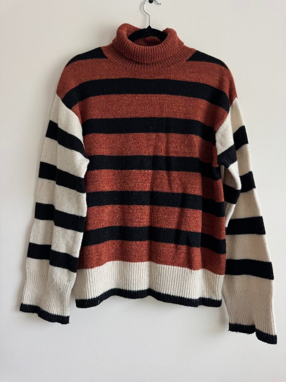 Soaked in Luxury 60% Wool Blend Striped Turtleneck Sweater Size M
